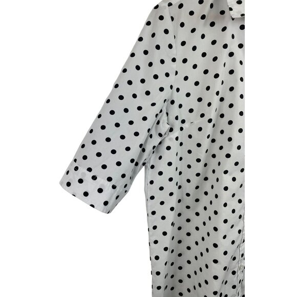 American Sweetheart Womens Size Medium White w/Black Polka Dots 3/4 Sleeve Shirt - Picture 4 of 9